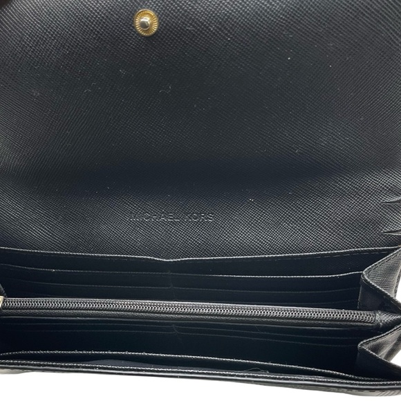 ❤️ Michael Kors Fulton Black Patent Leather Continental Wallet - Picture 5 of 8